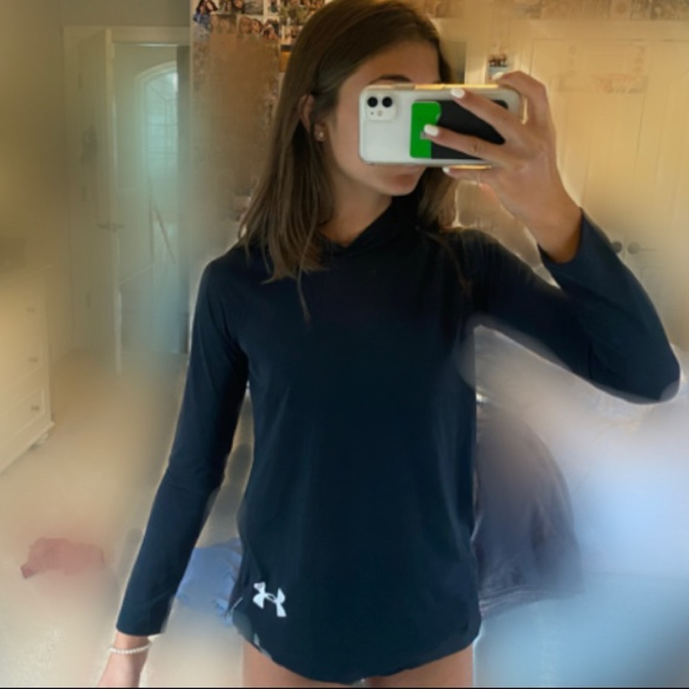 Thin under armor long sleeve with hood, dry fit.